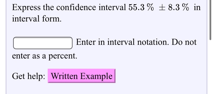 Express confidence interval form