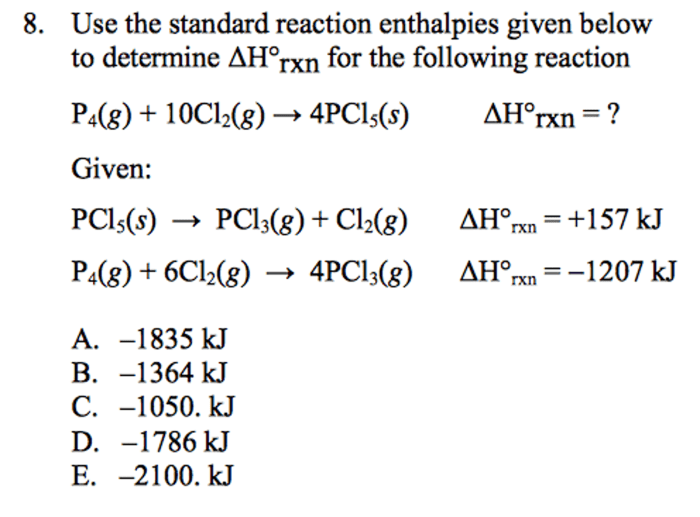 Use the standard reaction enthalpies given below