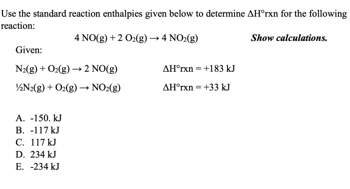 Use the standard reaction enthalpies given below